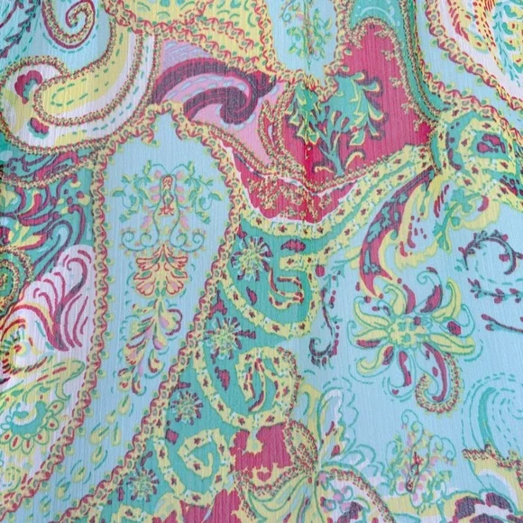 Figueroa & Flower Multicolor Paisley Sheer 3/4 Sleeve Blouse - Picture 9 of 14